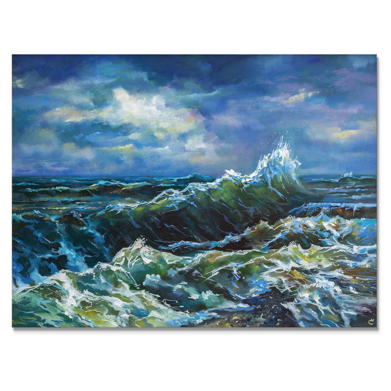 Creative Waves On Dark Sky - reproduction de cadre photo sur toile, H 8 po x l 12 po x P 1 po, Toile tendue