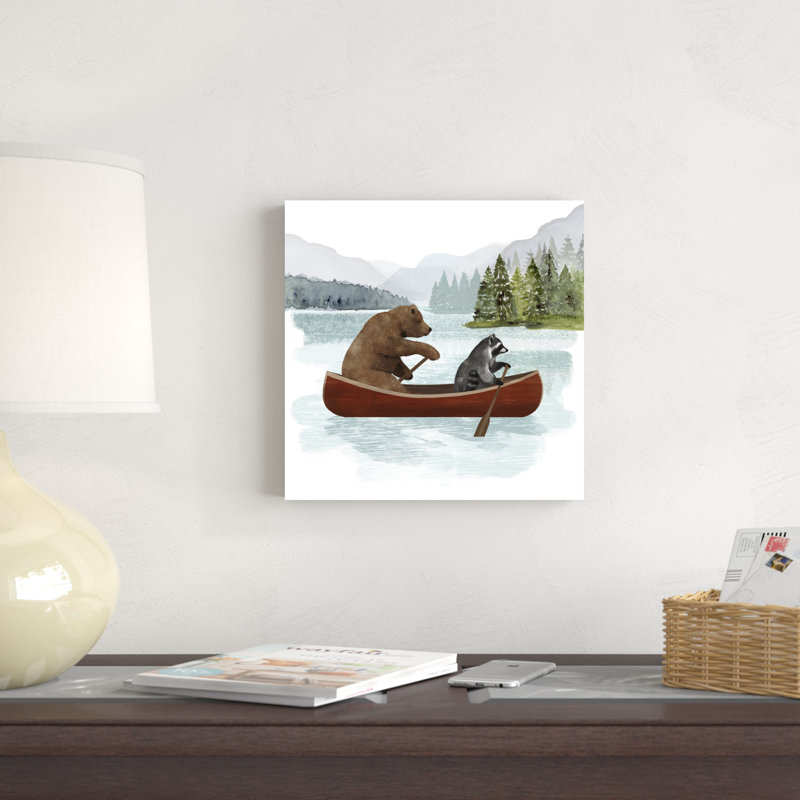 «Canoe Trip I» par Victoria Barnes, impression sur toile tendue, H 12 po x l 12 po, Doré, Framed Print with Mat