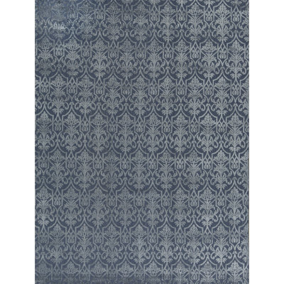 Jakat Wool Damask Area Rug in Blue