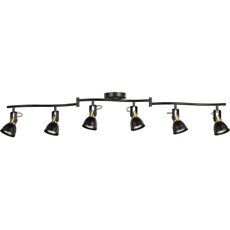 6 Light Foldable Track Lighting Kit Matt Black Brass Finish Adjustable With Moden Ceiling Flush Mount Spotlight