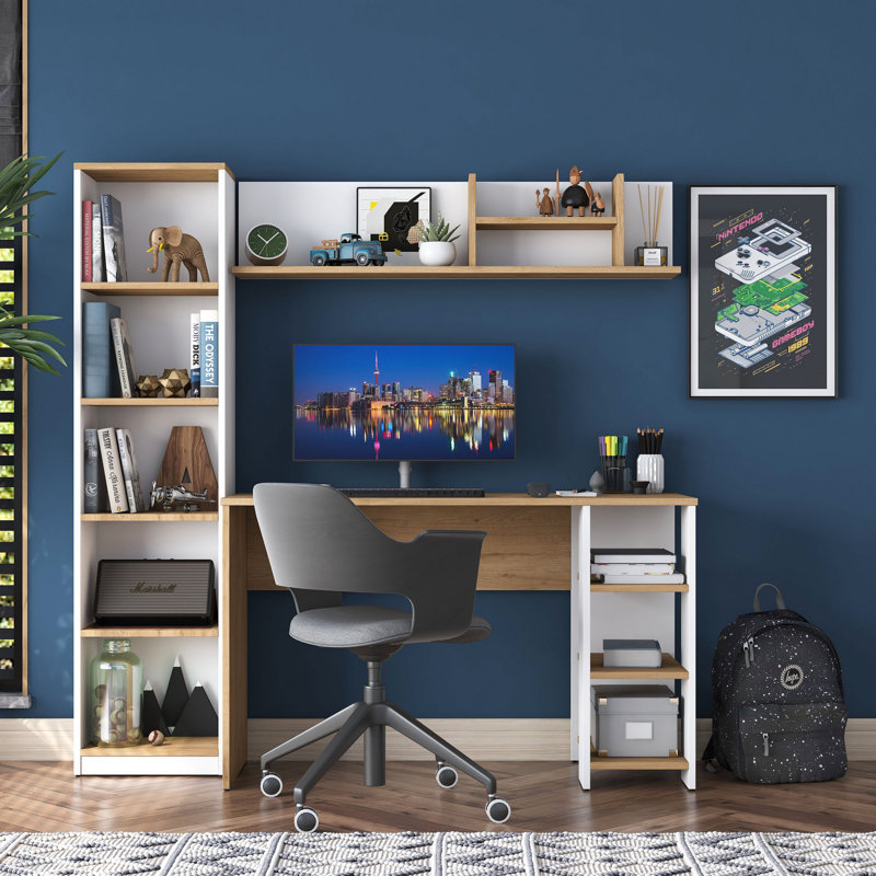 Bureau d'étudiant, Brun / Blanc, H 161,8 po x l 160 po x P 45 po