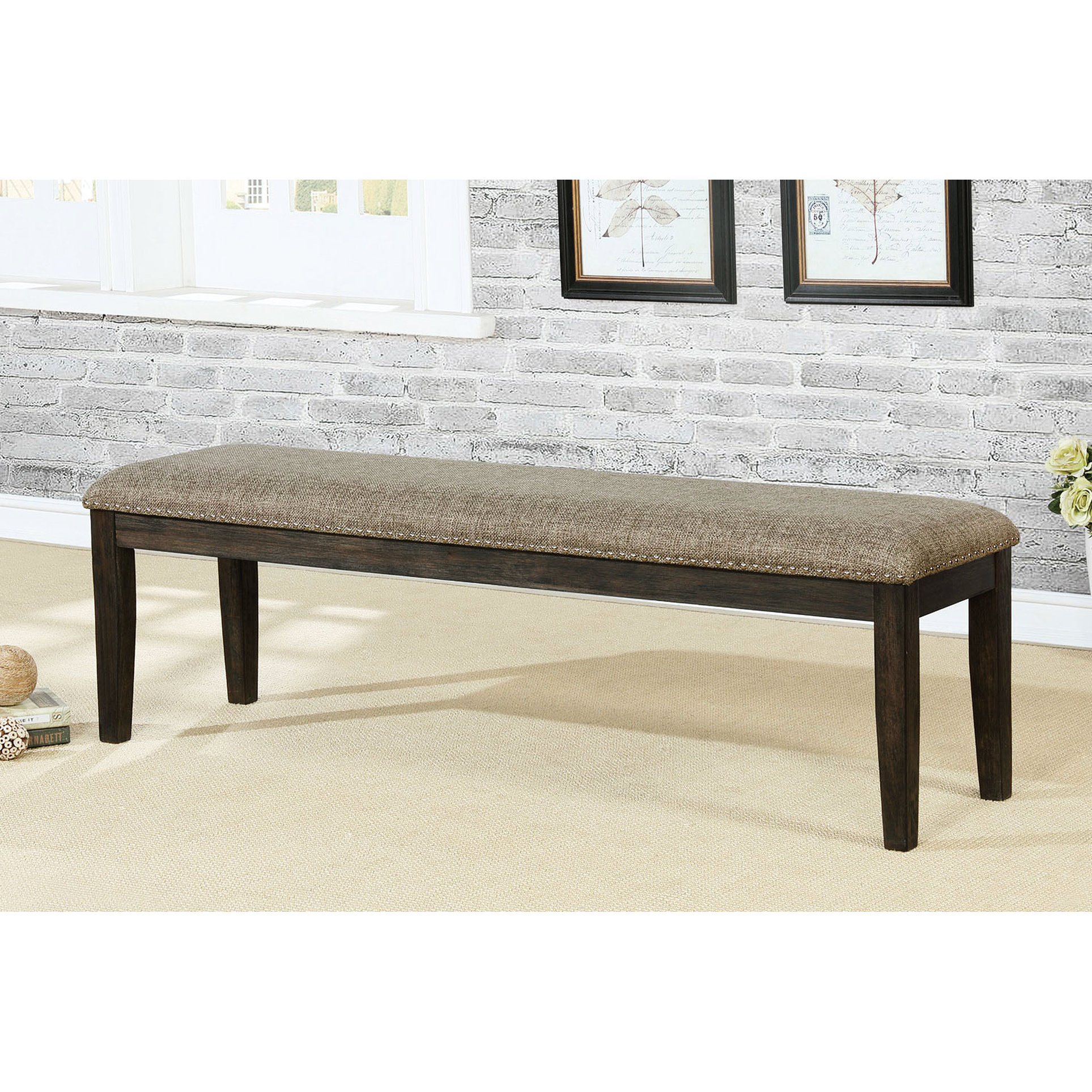 Transition Bench Red Barrel Studio Classic Transitional And Warm Grey 1Pc Dining Bench ...
