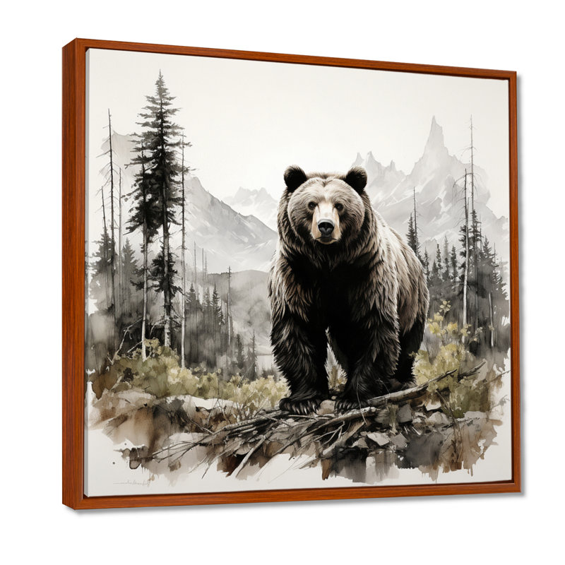 «Bear Wild Majesty II», reproduction d'art sur toile, H 16 po x l 16 po, Brun, Reproduction avec cadre flottant