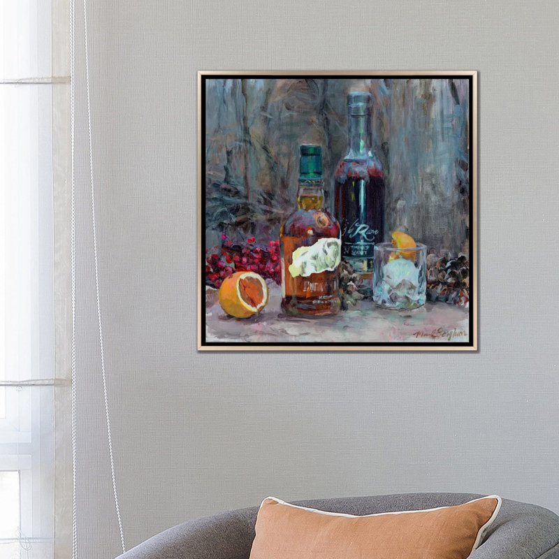 Bourbon dans les bois - reproduction d'art murale - toile encadrée, 26 po x 26 po, Toile avec cadre, Champagne