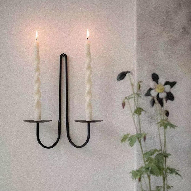 Double Arm Iron Candle Holder With Metal Wall Candle Holder