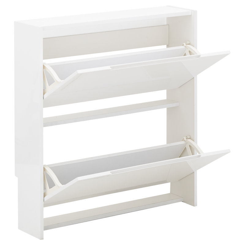 6 Pair Flip Down Shoe Storage, White