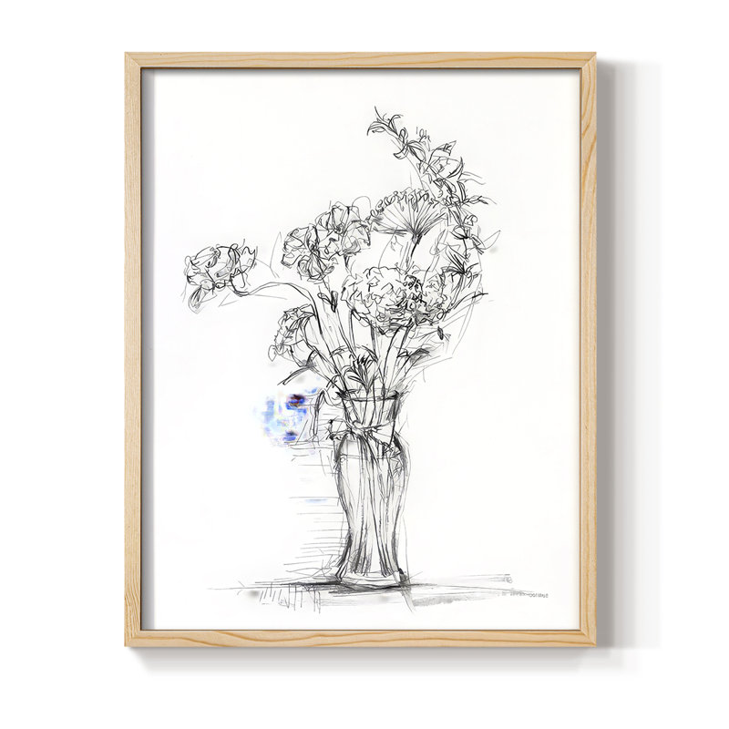 Wild Bouquet Study I, reproduction encadrée - bois massif, Naturel, H 11 po x l 9 po