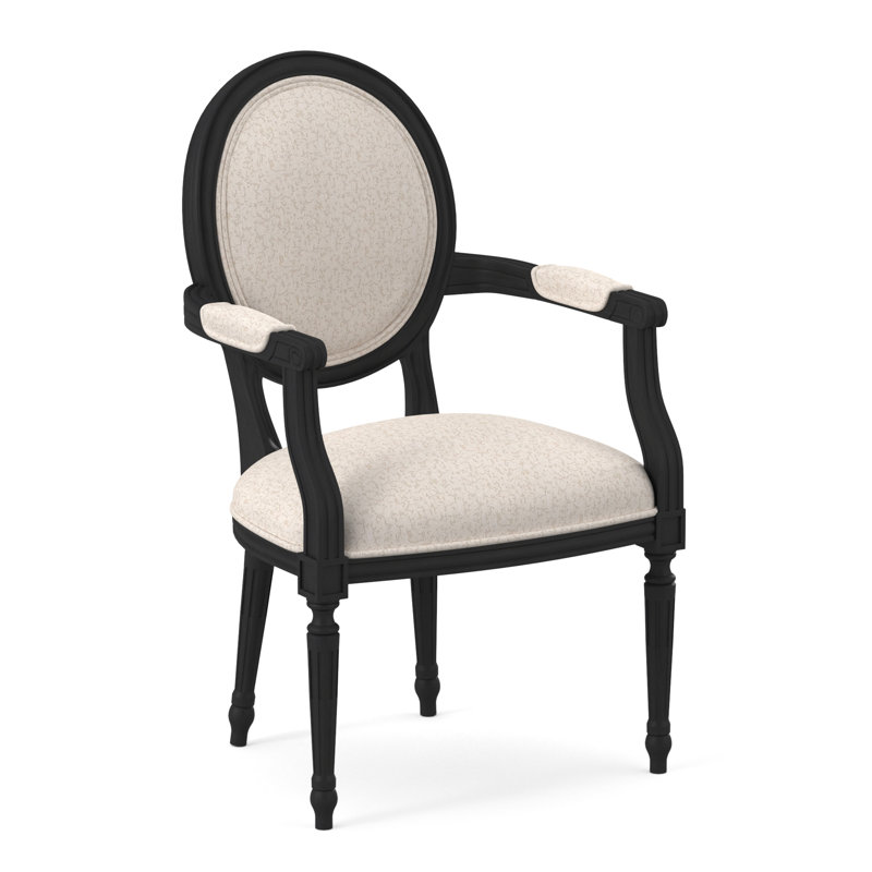 Chaise avec accoudoirs en tissu Dauphin, Espresso, Ivoire de Venise