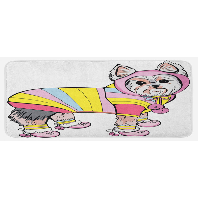 Tapis de cuisine multicolore amusant avec chien