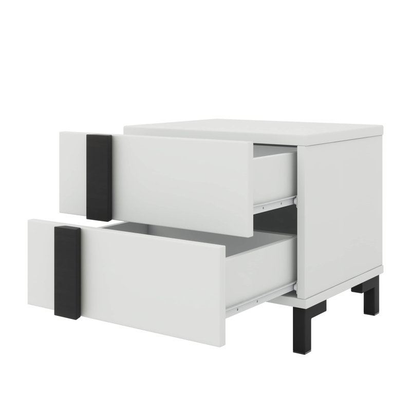 Sophisticated Queen 3-Piece Floating Platform Bed Set With Integrated LED Lights And Two Stylish Nightstands