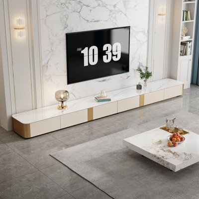Modern TV Stands, Glossy Sintered Stone Table, 6 Drawers