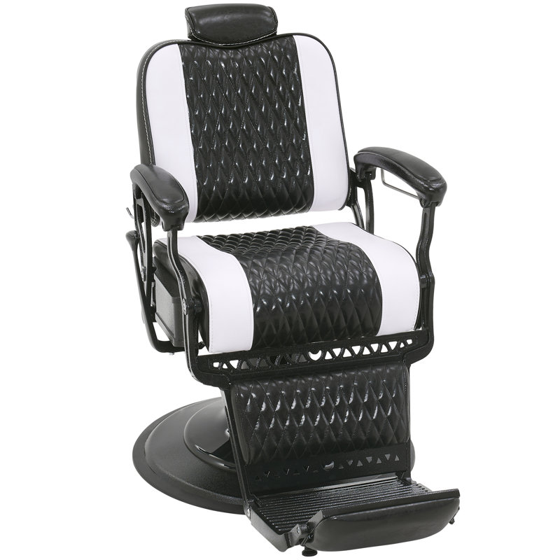 Fauteuil inclinable de salon de coiffure 25 po, Similicuir noir / blanc