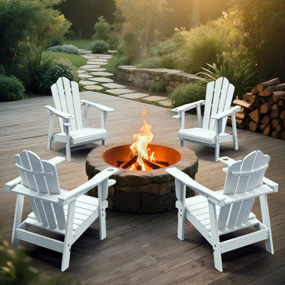 Devito All-Weather Resistant HDPE Plastic Oversize Adirondack Chairs(Set Of 4) by Rosecliff Heights