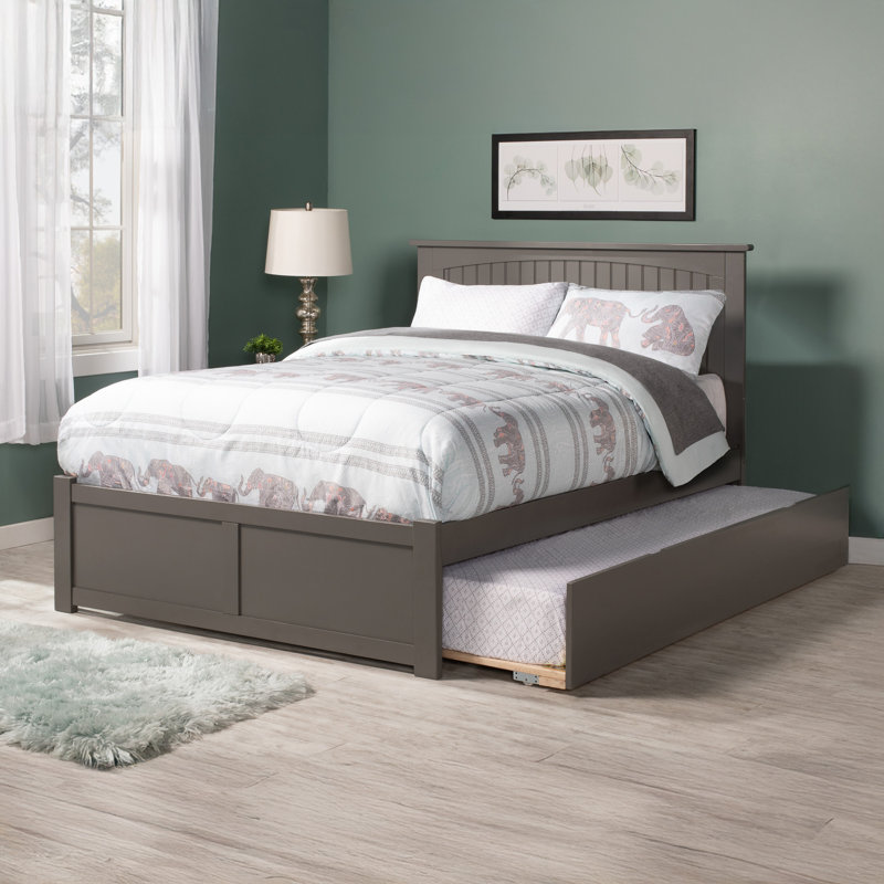 Abbie Full Solid Wood Platform Bed with Full Trundle by Harriet Bee, Gray