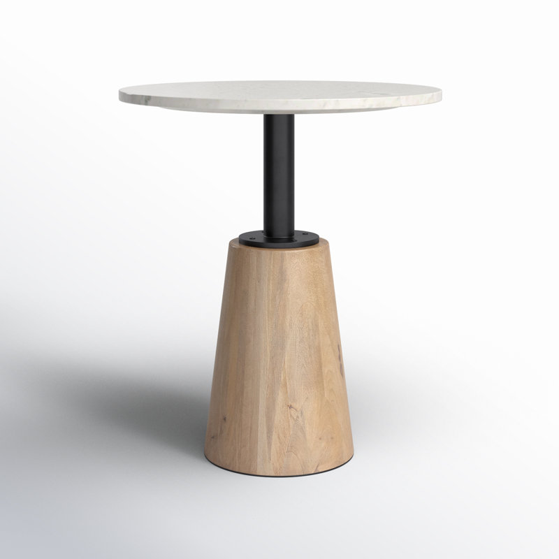 Round Metal Base Dining Table, Marble, Brown