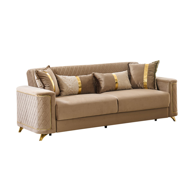 Sombir 88'' Upholstered Sleeper Sofa, Brown 100% Polyester