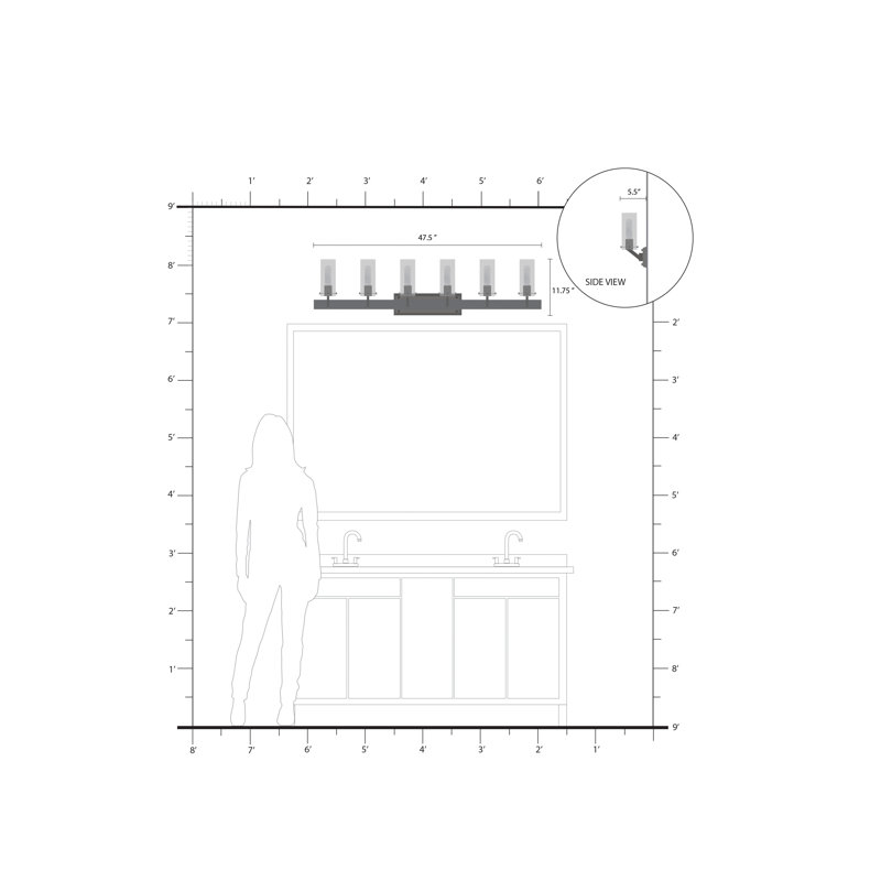 Éclairage de salle de bain à intensité variable 6 lumières Janine, Argent