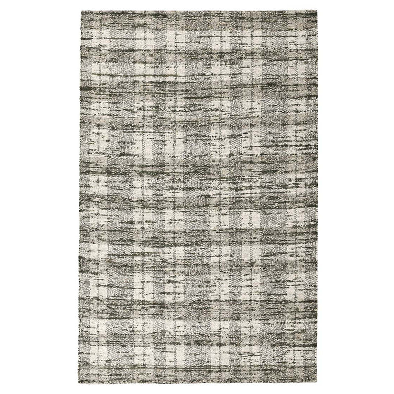 Green and White Wool Cotton 8' x 10' Striped Rug