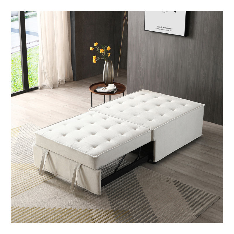 Canapé-lit polyvalent en tissu de lin, Beige