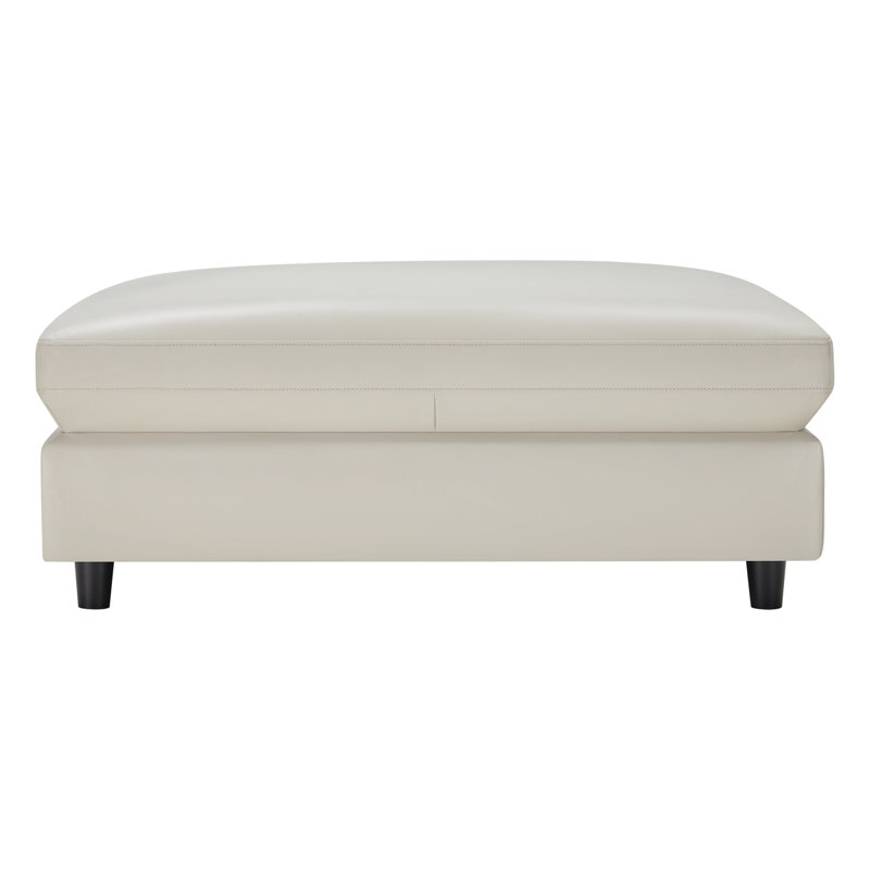 Fleetwood 45" Genuine Leather Rectangle Ottoman, Denali Ivory Genuine Leather