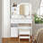 Dressing Table With Built-In Outlets And Led Lighted Mirror-3700803