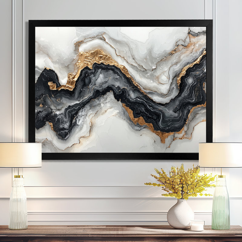 Altom - Abstract Wall Art, H 30 po x l 40 po, Cadre simple, Noir, noir, noir, noir