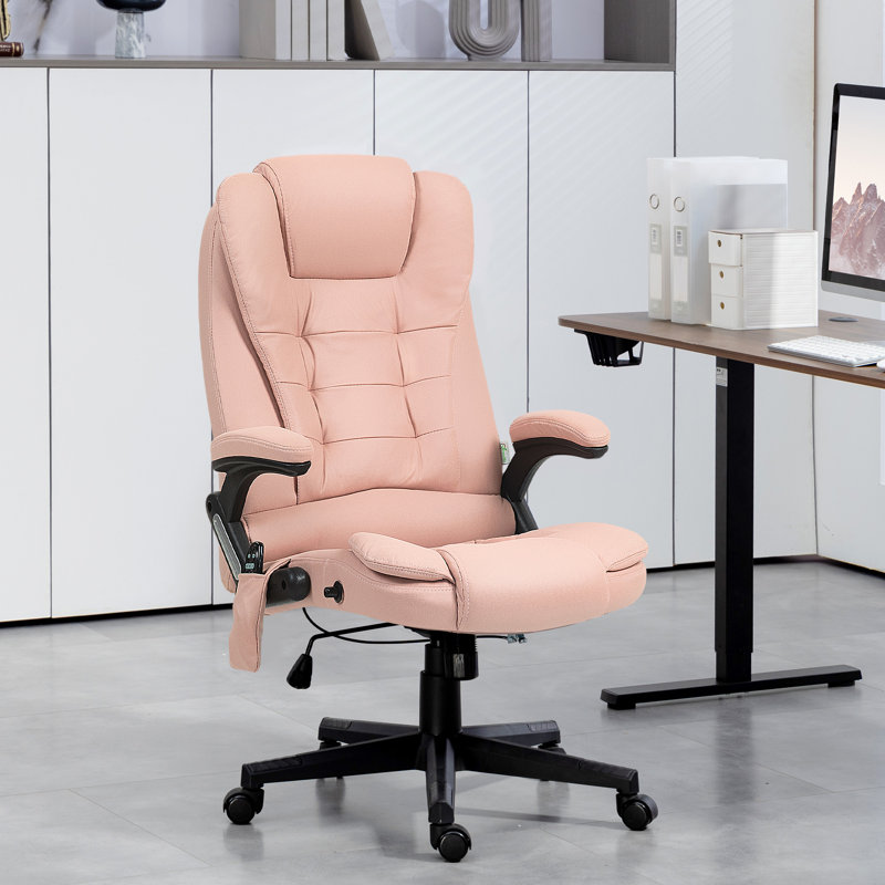 Fauteuil de bureau vibrant HOMcom, Noir, Rose