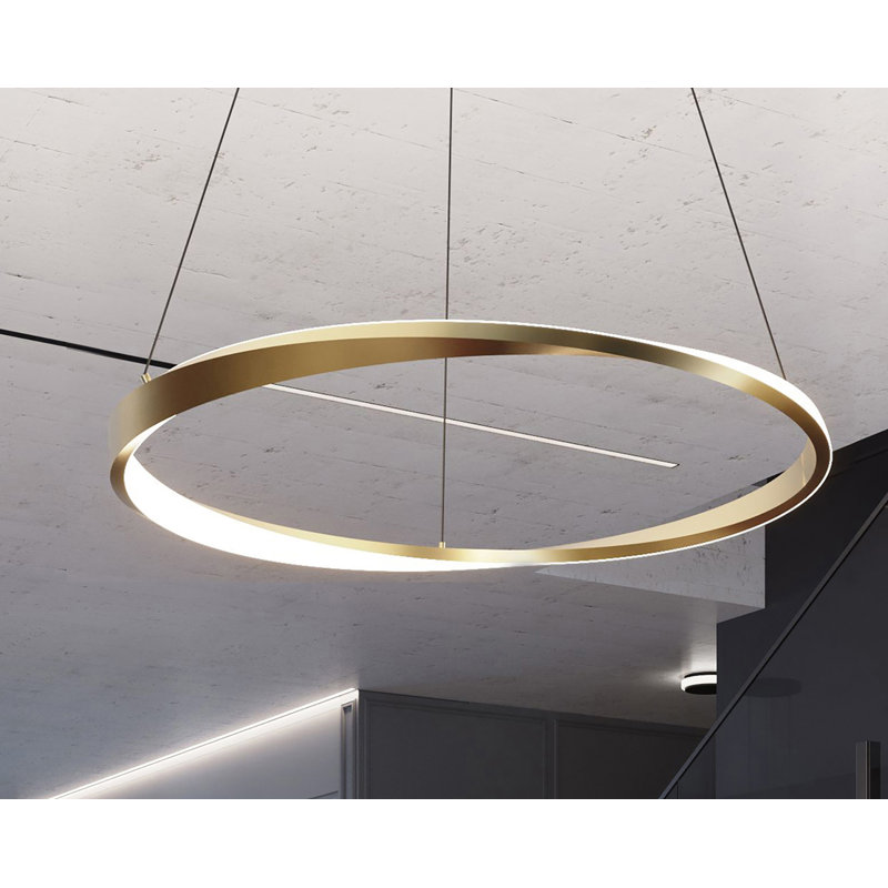 Oberon - Luminaire suspendu simple à DEL 40 po - Laiton antique, Laiton clair antique, 40 W