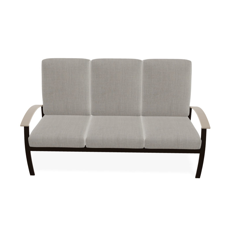 Belle Isle Outdoor 3 - Seat Patio Sofa, Textured Kona, Cabana Classic Black Stripe Sunbrella®