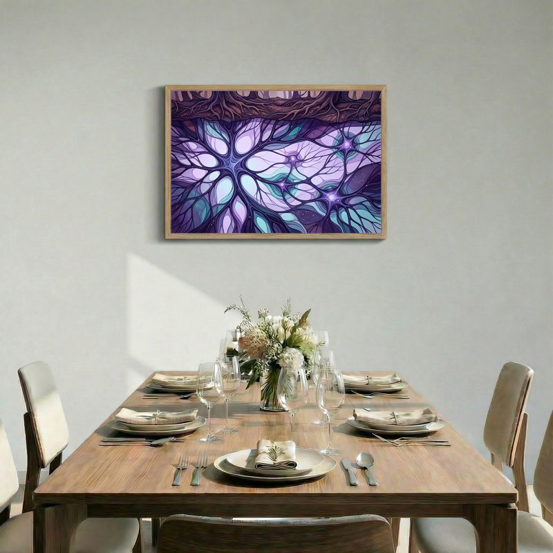 «Mauve et bleu sarcelle», art abstrait sur toile, 24"H x36"W