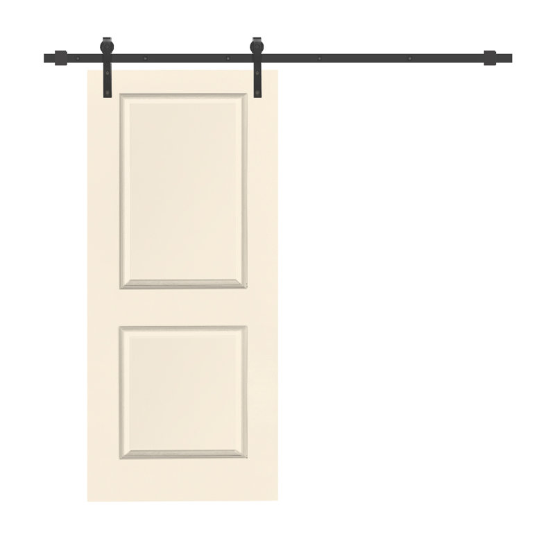 Beige Solid Core MDF Barn Door Kit with Matte Black Hardware