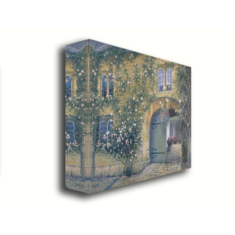 Cobblestone Courtyard par Charles, H 12 po x l 16 po, Toile tendue, Pas de tapis