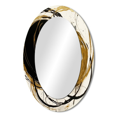 Black And Gold The Art Of Chaos I - Large Oval Wall Mirror On Metal
