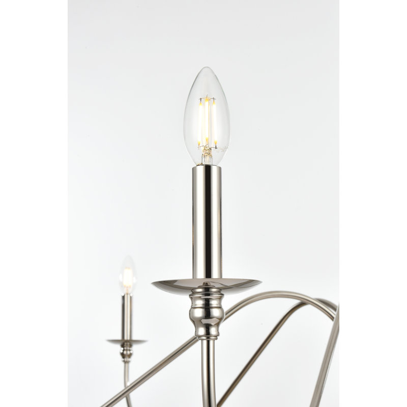 Lustre à intensité variable 6 lumières Sherree , H 28 po x l 54 po x P 54 po, Nickel poli