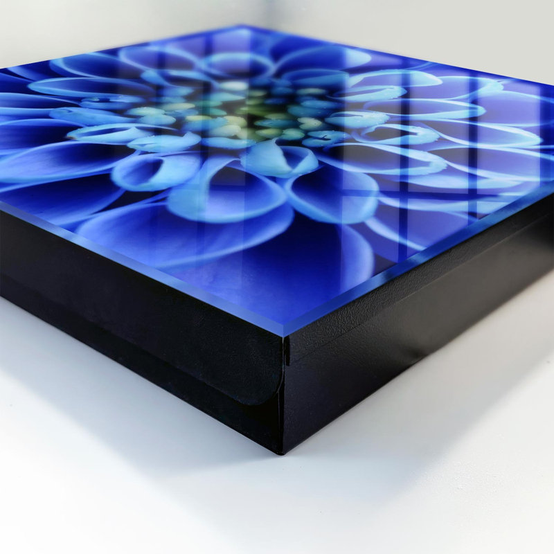 Key cabinet for wall, Opens to the right, 30x30x5, Black, Intense blue petals are arranged in a spiral, 