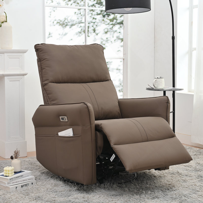 Fauteuil inclinable berçant électrique pivotant 270 °, canapé inclinable électrique avec ports USB, Brun