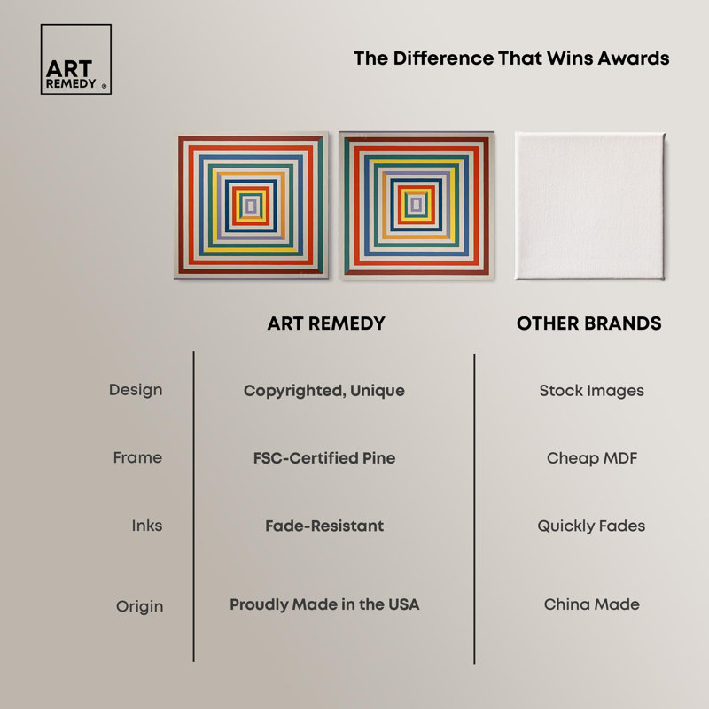 «Squares», ensemble d'art sur toile par Art Remedy, H 16 po x l 16 po, Toile tendue