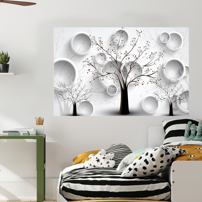 Toile 3D moderne avec paysage imprimé blanc avec des arbres parfaits pour les cadeaux de décoration intérieure et les décorations d'art de Noël