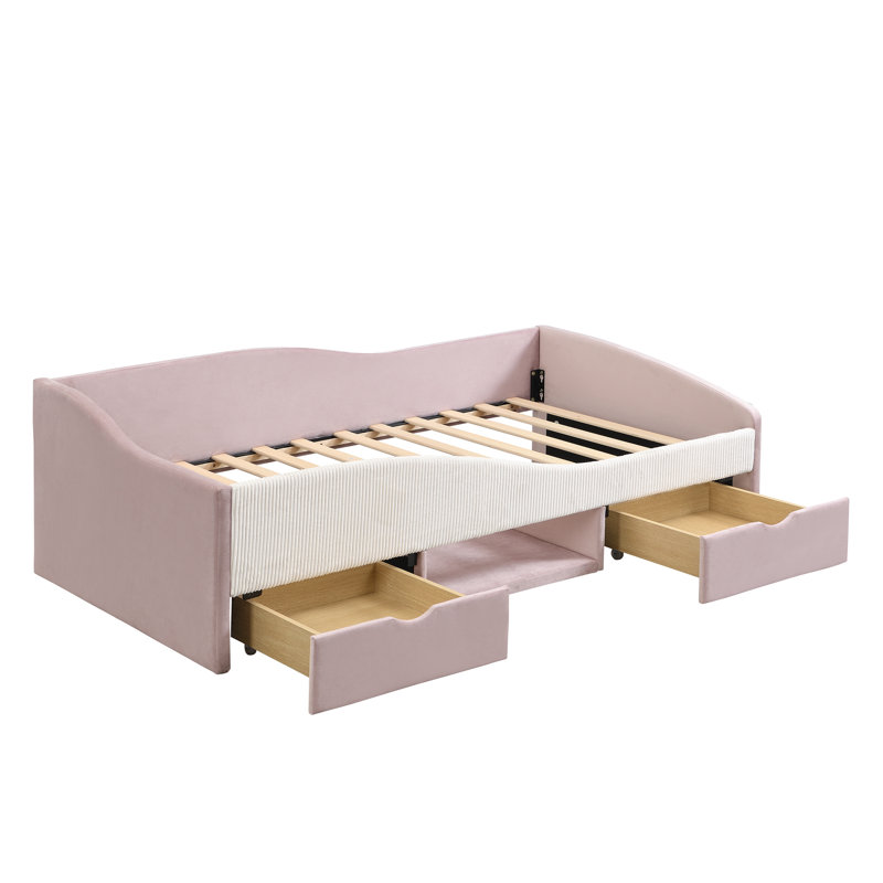 Storage Beds Twin Daybed, Velvet MDF Modern Space Saving Kids Room
