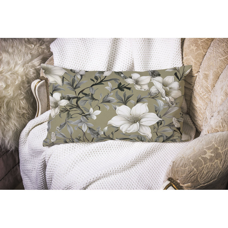 Petal Perfection  Rectangular Throw Pillow, Yellow/Cream