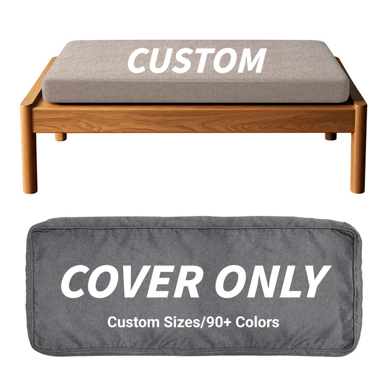 Custom Size Cushion Cover, Slipcover Replaceable Bench/Chair Cushion Cover, Indoor/Outdoor Furniture/Window Seat, Gray