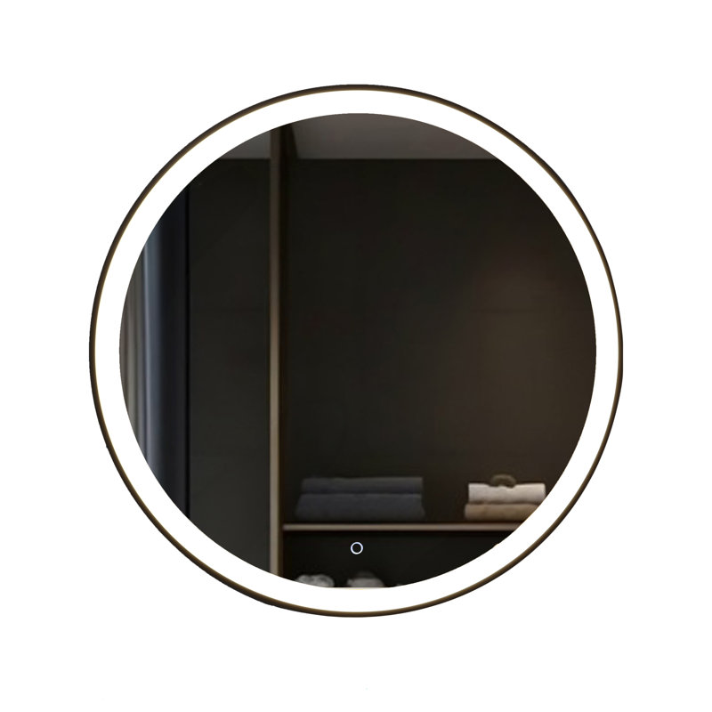 Miroir mural Jeng, Noir brossé, 36 po x 36 po