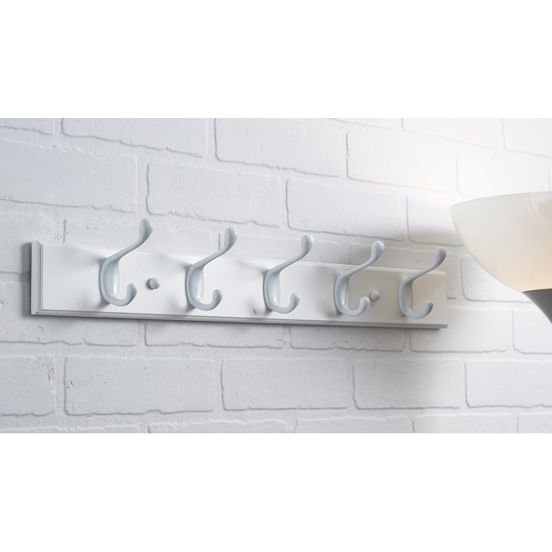 5 - Hook Wall Mounted Coat Rack, White