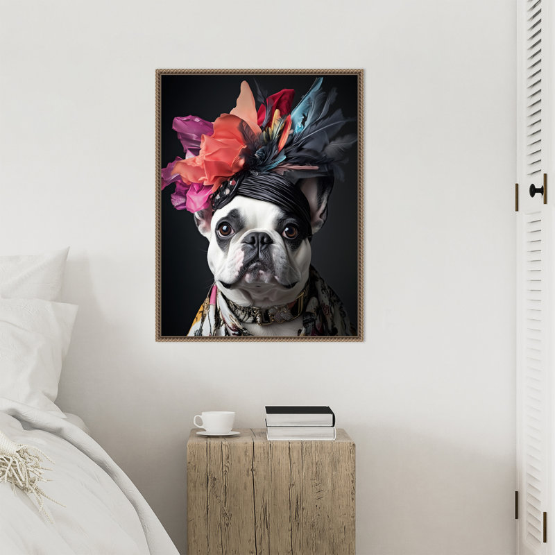 «The Regal French Bulldog» par Keyshanna, reproduction d'art sur toile encadrée, H 30 po x l 23 po