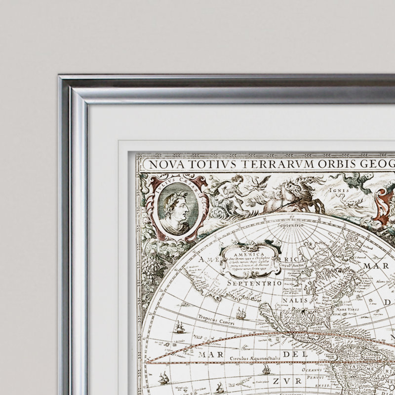 « treasue map », impression, H 18 po x l 27 po x P 1,5 po, Cadre argenté
