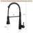 Commercial Black Kitchen Faucet With Pull Out Sprayer, Single Handle Single Lever Kitchen Sink Faucet-120798379