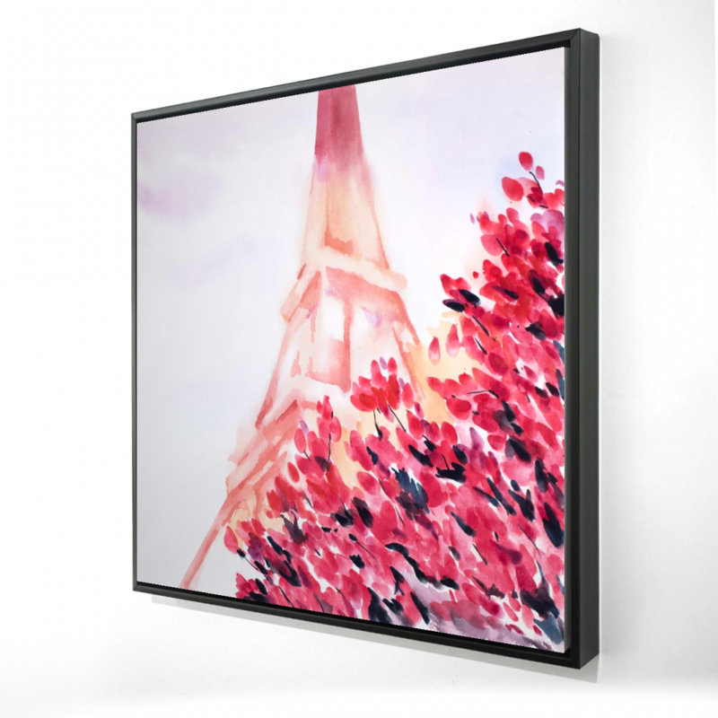 Pink Eiffel Tower Framed Canvas | Office Home Decor Art