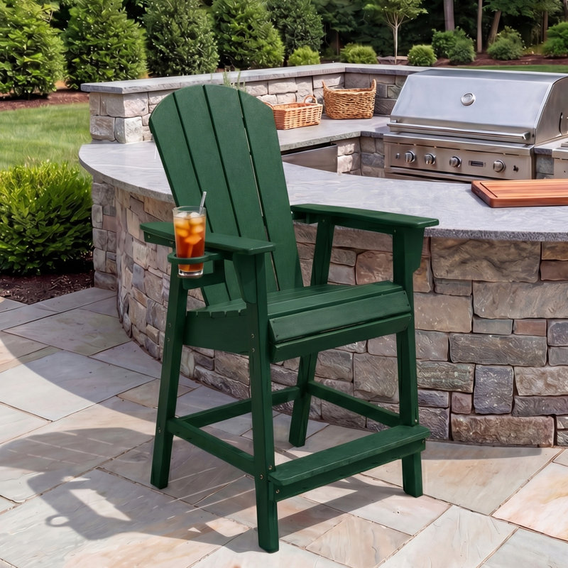 Chaise de comptoir Adirondack avec porte-gobelet, Green, 24.25"
