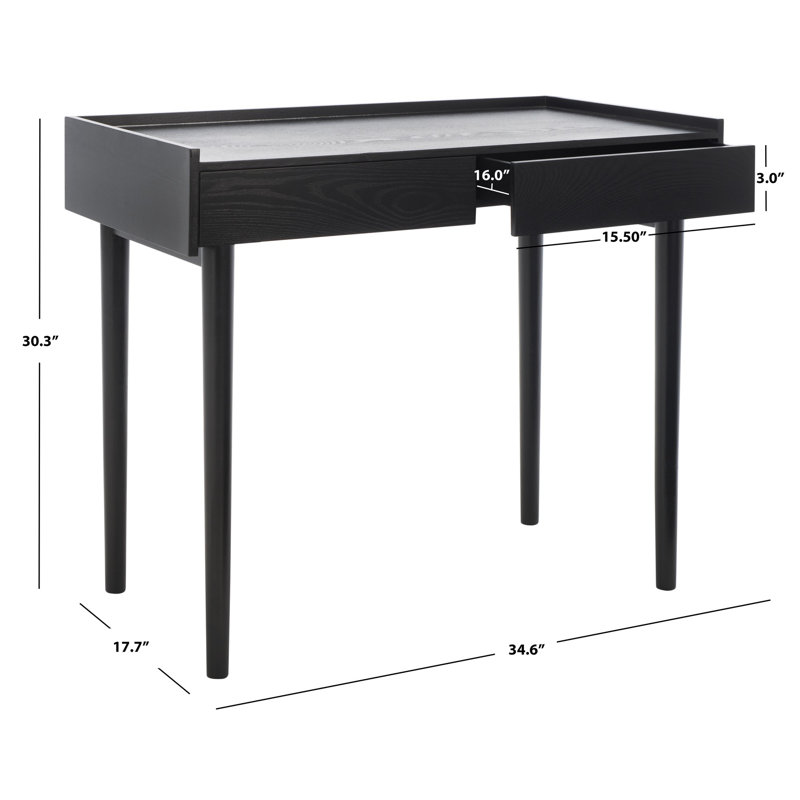 Attis Writing Desk, Black, Black
