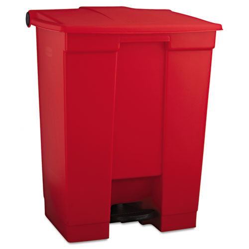 Red Plastic 18-Gallon Step-On Garbage Receptacle